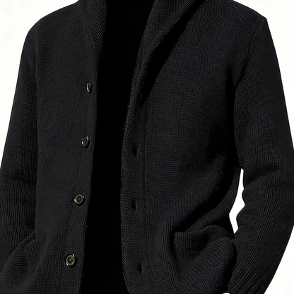 Herren Cardigan mit Schalkragen, Knopfleiste und Taschen, marineblau