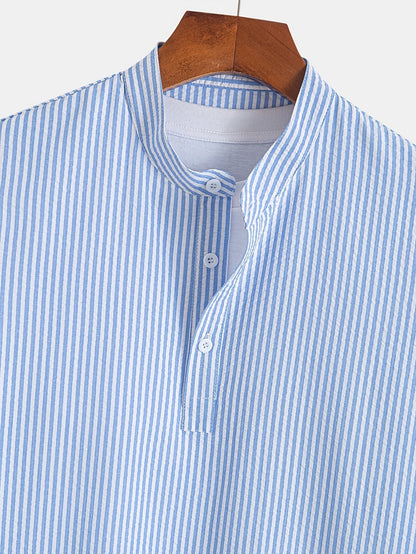 Herren Ärmelloses Streifenhemd im modernen Henley-Stil für Freizeit und Alltag
