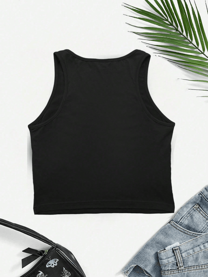 Damen Cropped Tanktop mit Print – Moderner Freizeit-Look für Tanzliebhaberinnen