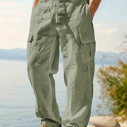 Herren Cargo-Loungehose mit weitem Bein und Kordelzug – Freizeit- und Strandstil