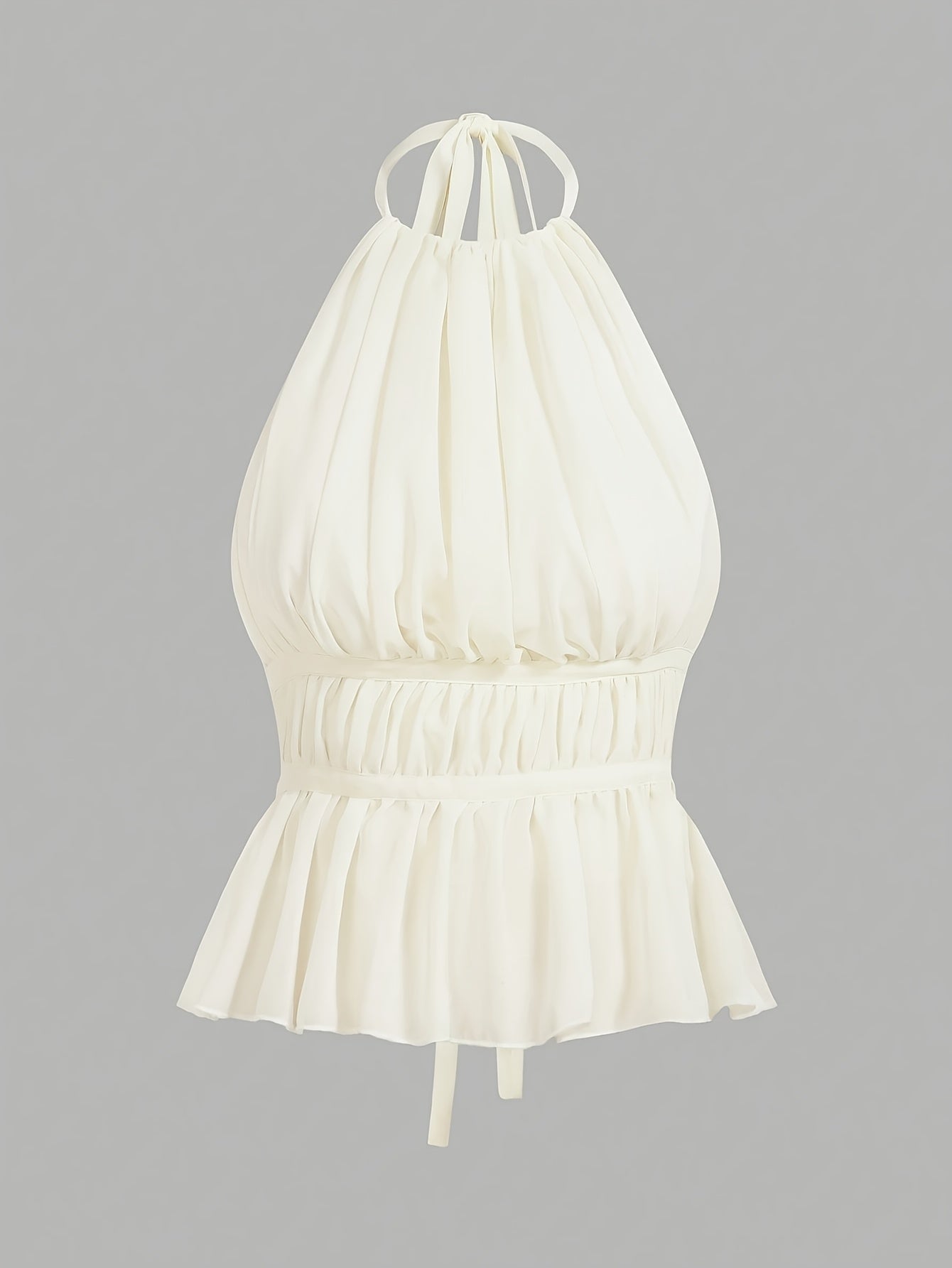 Damen Haltertop mit Raffungen und Schößchen – Elegantes Blusentop für Alltag und besondere Anlässe