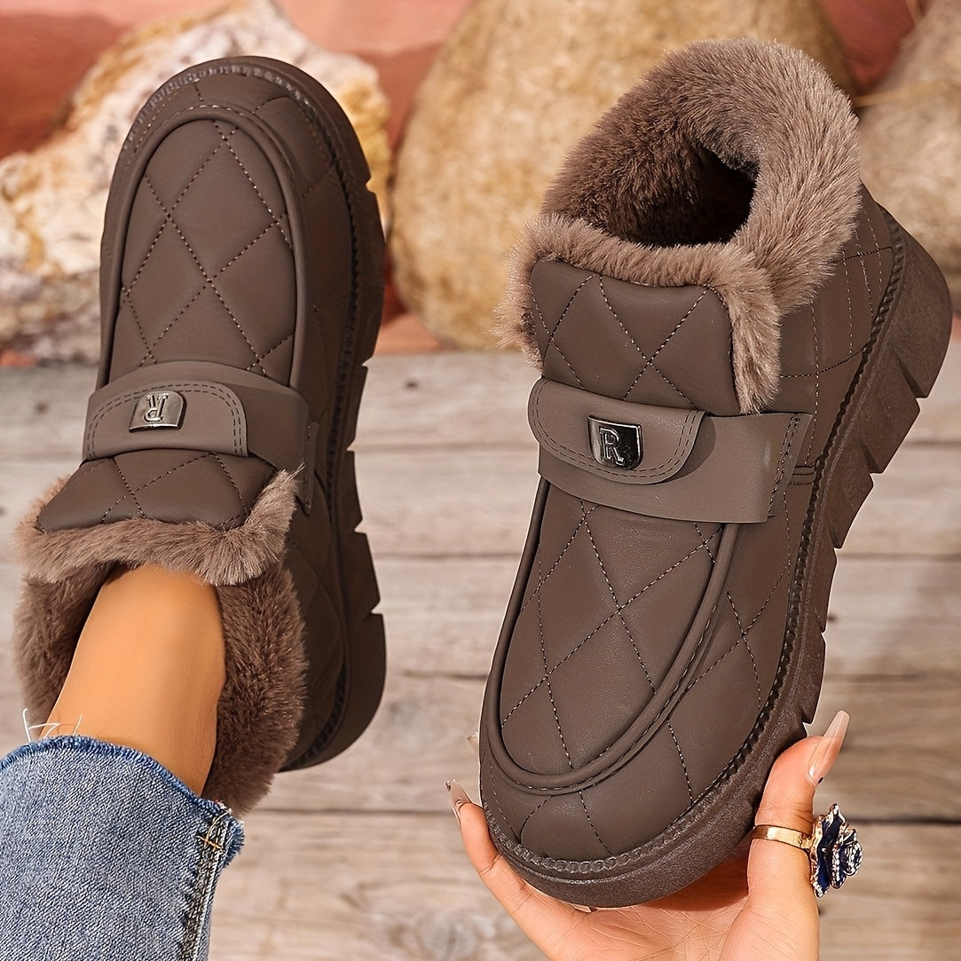 Damen Winterstiefeletten Schwarz Gesteppt mit Plüschfutter