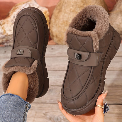 Damen Winterstiefeletten Schwarz Gesteppt mit Plüschfutter