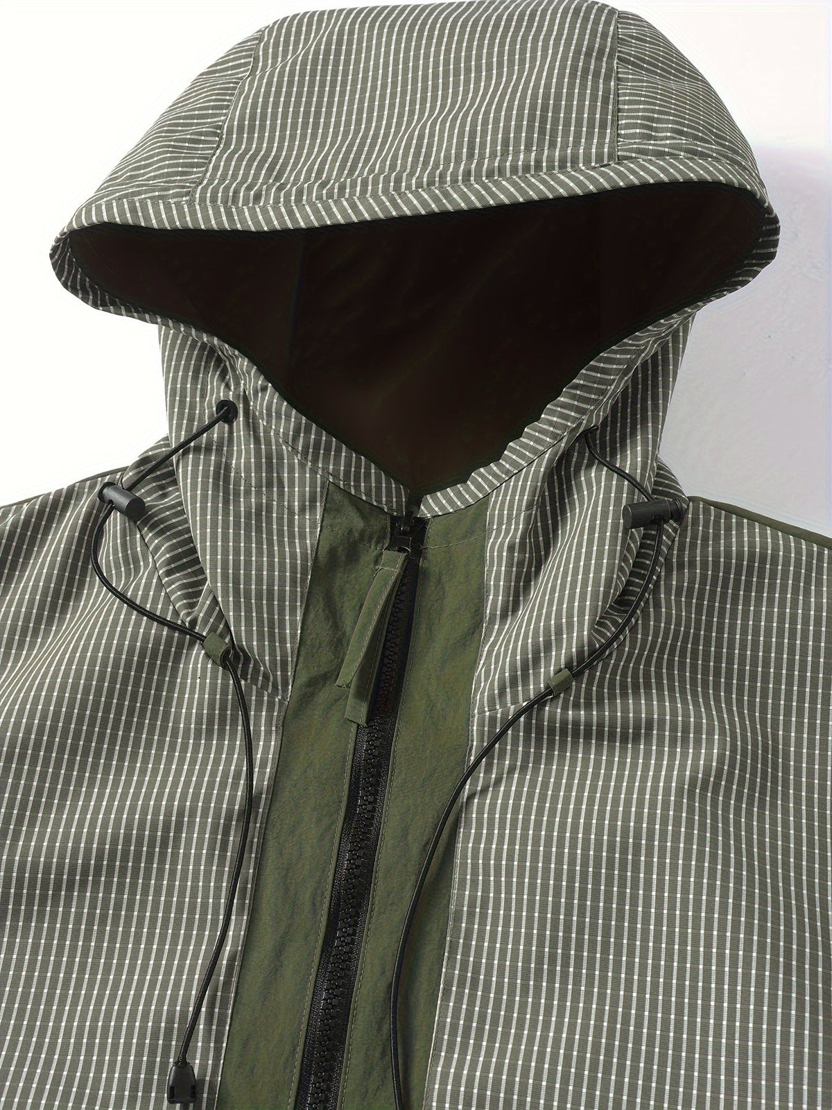 Anorak Jacke gestreift mit Kapuze und Reißverschluss