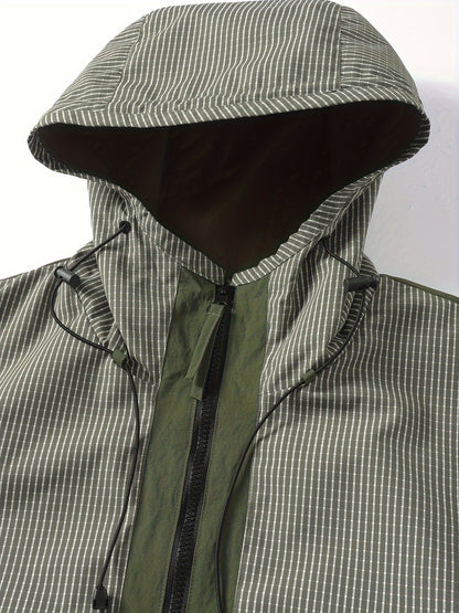 Anorak Jacke gestreift mit Kapuze und Reißverschluss