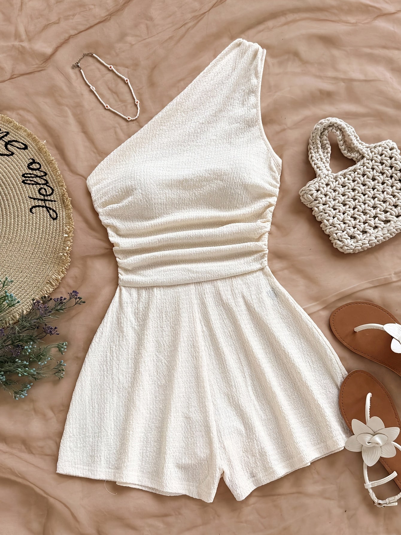 Damen Ein-Schulter-Jumpsuit für den Sommer – Modischer Freizeit Overall, Asymmetrischer Schnitt, Perfekt für Urlaub und Alltag