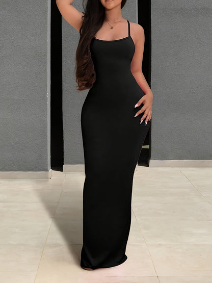 Damen Maxikleid mit offenem Rücken und Schnürdetails – Elegantes Abendkleid für besondere Anlässe
