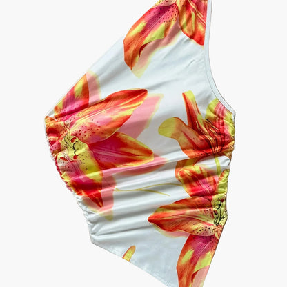 Damen Ein-Schulter-Body mit Blumenmuster – Eleganter Sommer-Body für Freizeit und Urlaub