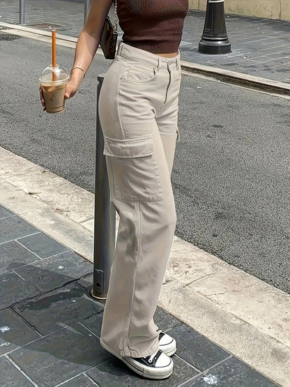Damen Cargo Hose mit weitem Bein und Taschen – Modischer Freizeitstil für Alltag und Urlaub