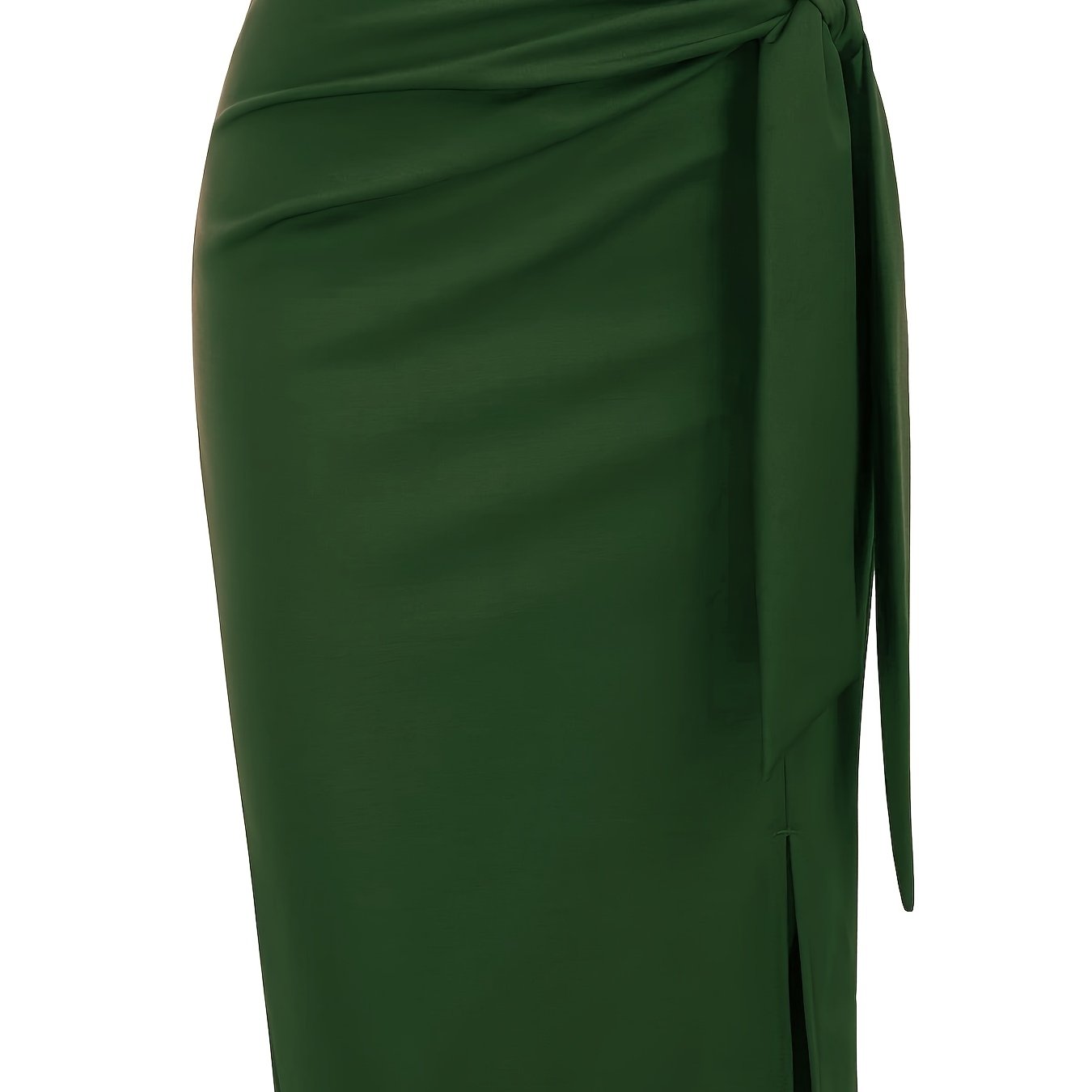 Damen Eleganter Midirock mit Knoten-Detail und Schlitz – Perfekt für Büro & Ausgehen