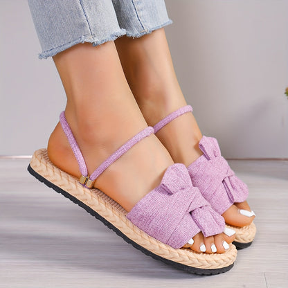 Damen Sommer Sandalen mit Schleife und Knöchelriemen – Bequeme Freizeitschuhe für Alltag und Urlaub