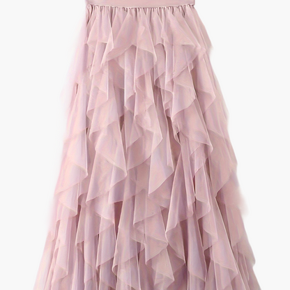 Damen Eleganter Maxirock mit Stufen und Volants für festliche Anlässe