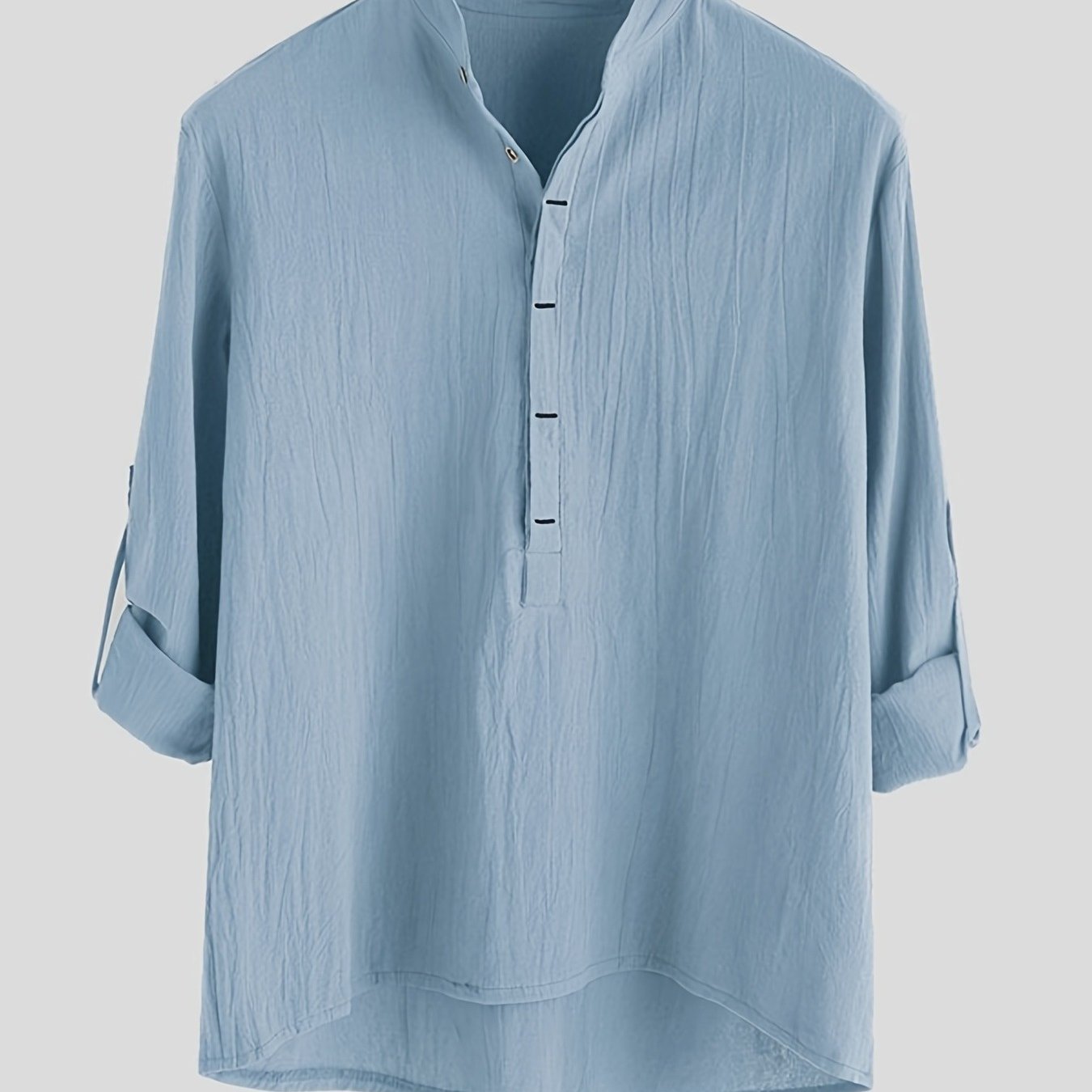 Herren Henley Langarmshirt mit Stehkragen und Knopfleiste – Modernes Freizeitoberteil für Alltag und Urlaub
