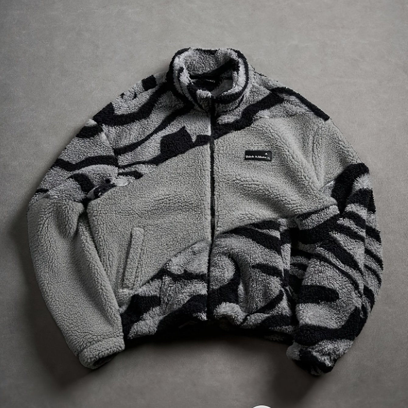 Fleecejacke Unisex mit Stehkragen und Reißverschluss, Tiermuster, mehrere Farben