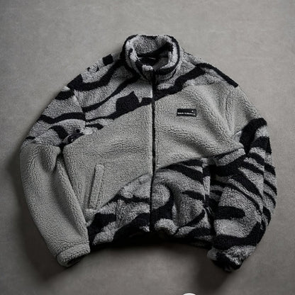 Fleecejacke Unisex mit Stehkragen und Reißverschluss, Tiermuster, mehrere Farben