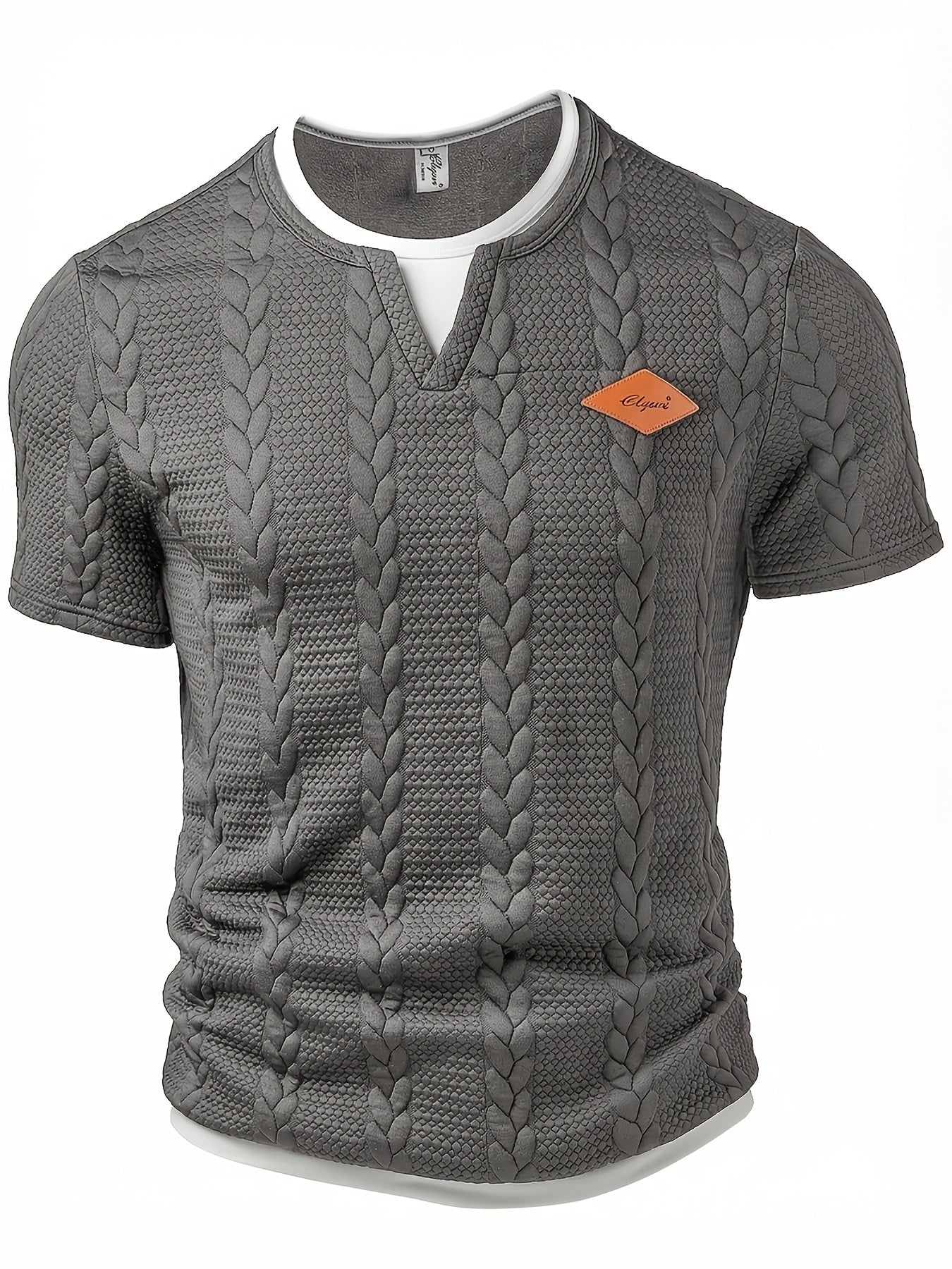 Herren Strick-T-Shirt im Casual Stil mit Zopfmuster – Kurzarm, Modernes Freizeitshirt für Alltag und Wochenende