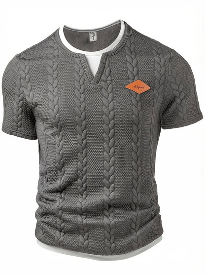Herren Strick-T-Shirt im Casual Stil mit Zopfmuster – Kurzarm, Modernes Freizeitshirt für Alltag und Wochenende