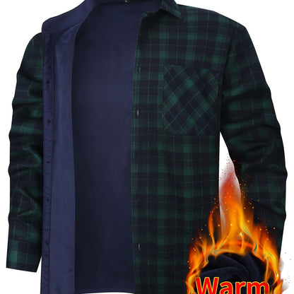 Herren Thermohemd-Jacke 2-in-1 mit Windschutz und Warmfutter – Kariertes Outdoor-Freizeithemd