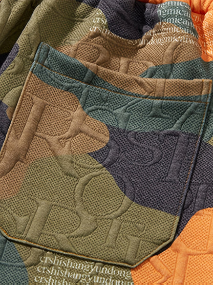 Herren Urban Style Grafik-Shorts mit Camouflage-Muster und Prägung – Freizeit & Streetwear