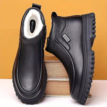 Schwarze Winter Stiefeletten Herren mit Warmfutter & griffiger Sohle