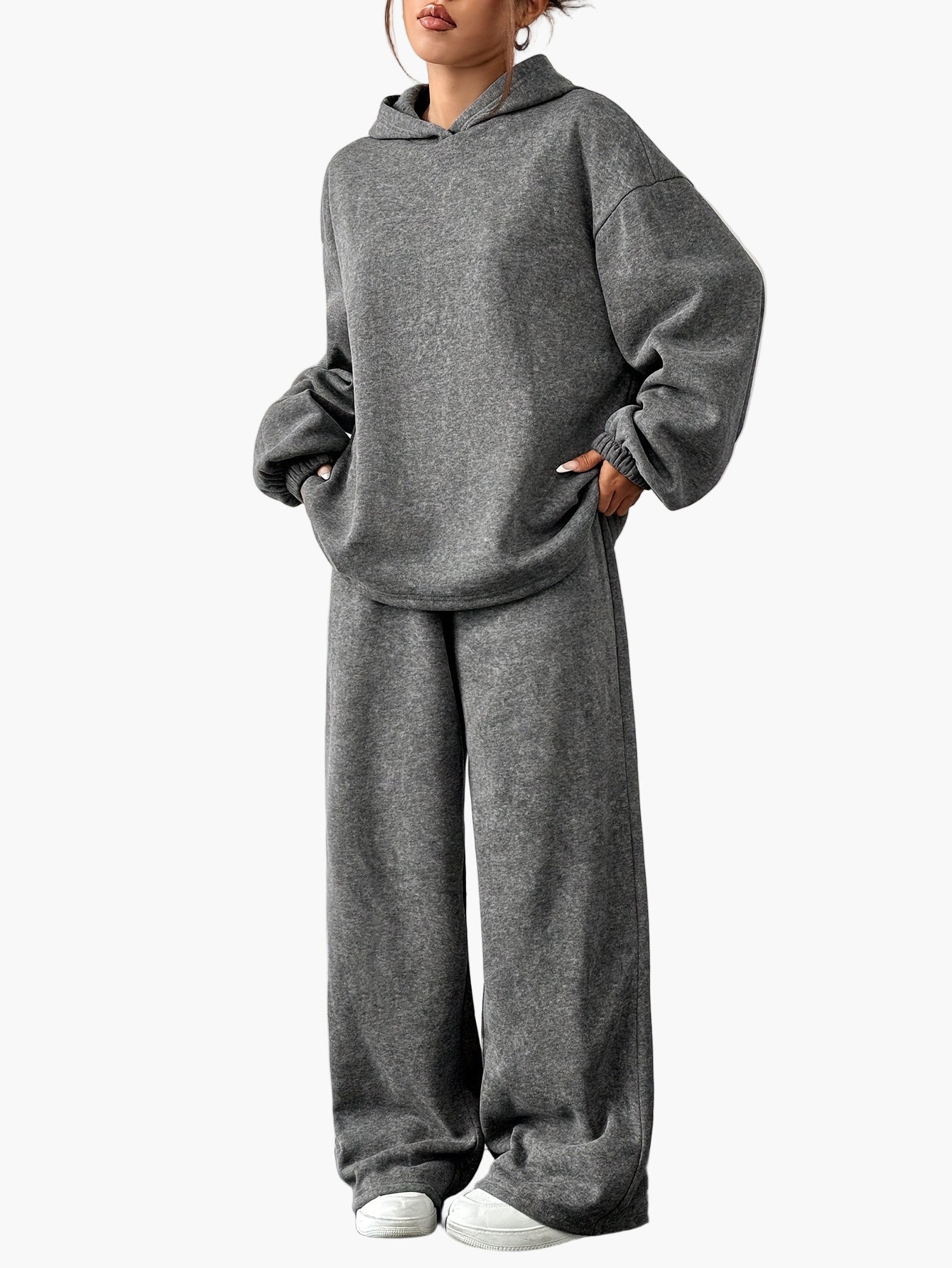 Damen Freizeit Trainingsanzug Set – Bequemer Hoodie und Weite Jogginghose für Alltag & Sport