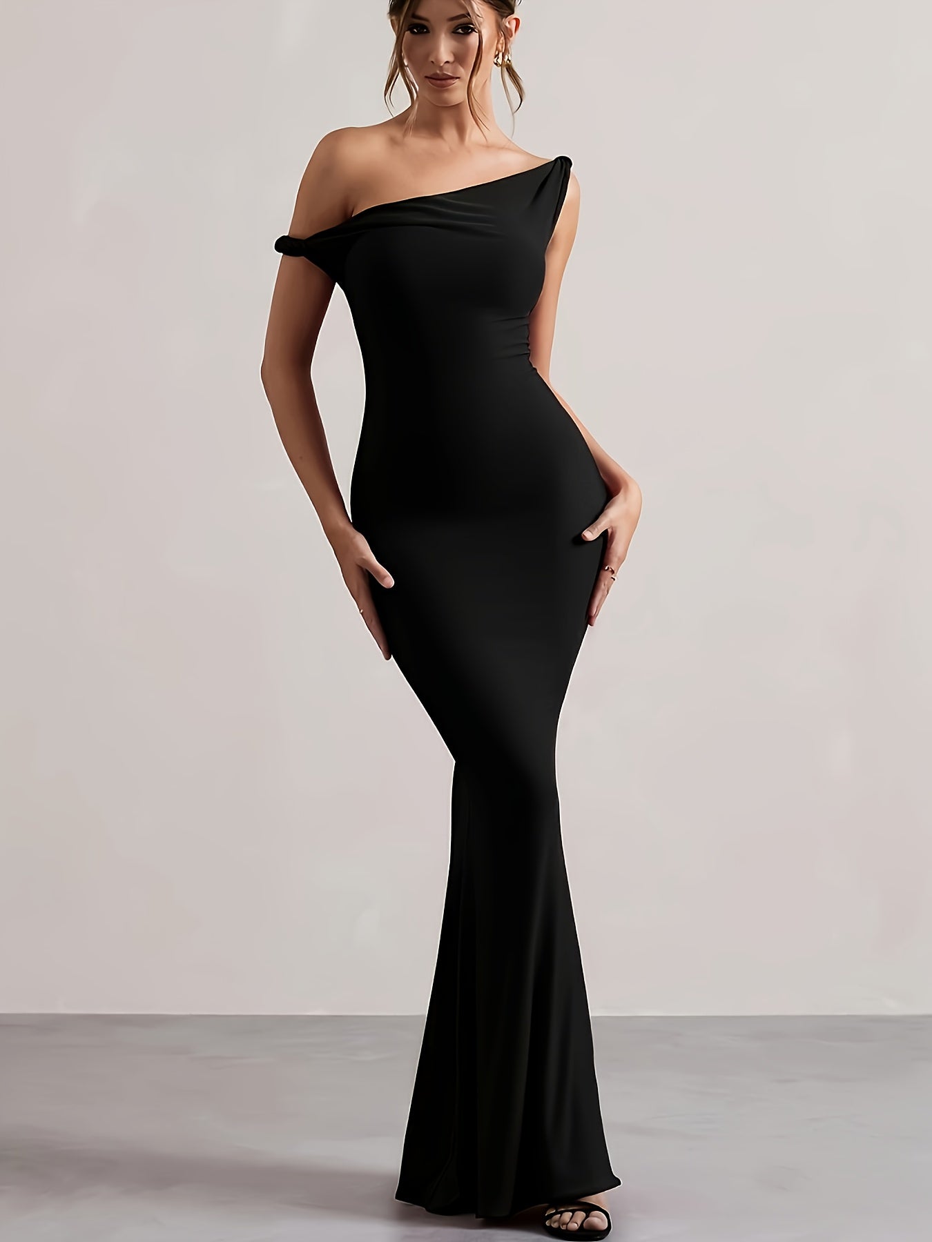 Damen Abendkleid Elegant One-Shoulder Maxikleid Figurbetont für besondere Anlässe