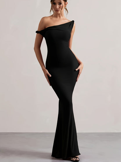 Damen Abendkleid Elegant One-Shoulder Maxikleid Figurbetont für besondere Anlässe
