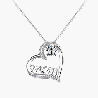Damen Muttertag Schmuck Geschenkset – Herz Halskette mit „Mom“-Gravur & Ewige Rose in Geschenkbox – Elegantes Andenken für Mütter