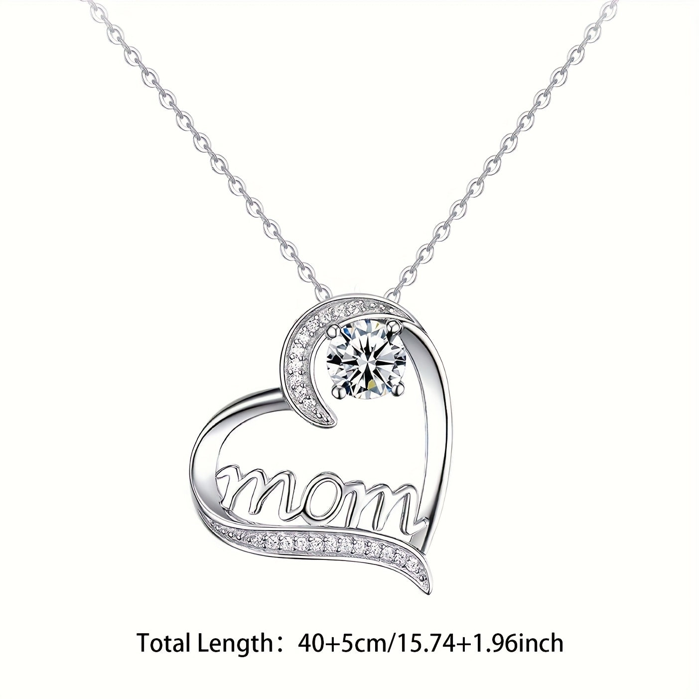 Damen Muttertag Schmuck Geschenkset – Herz Halskette mit „Mom“-Gravur & Ewige Rose in Geschenkbox – Elegantes Andenken für Mütter