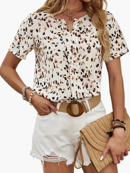 Damen Blusenshirt im eleganten Animal-Print für Sommer, Freizeit & Büro