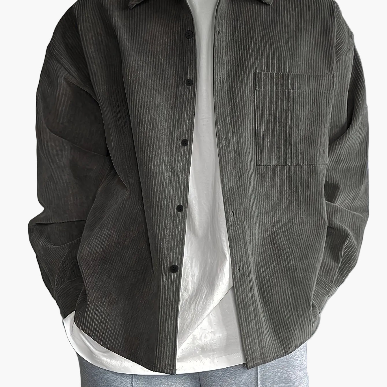 Herren Oversized Cordhemd Casual Streetwear – Lässiges Freizeithemd für Alltag und Trend-Looks