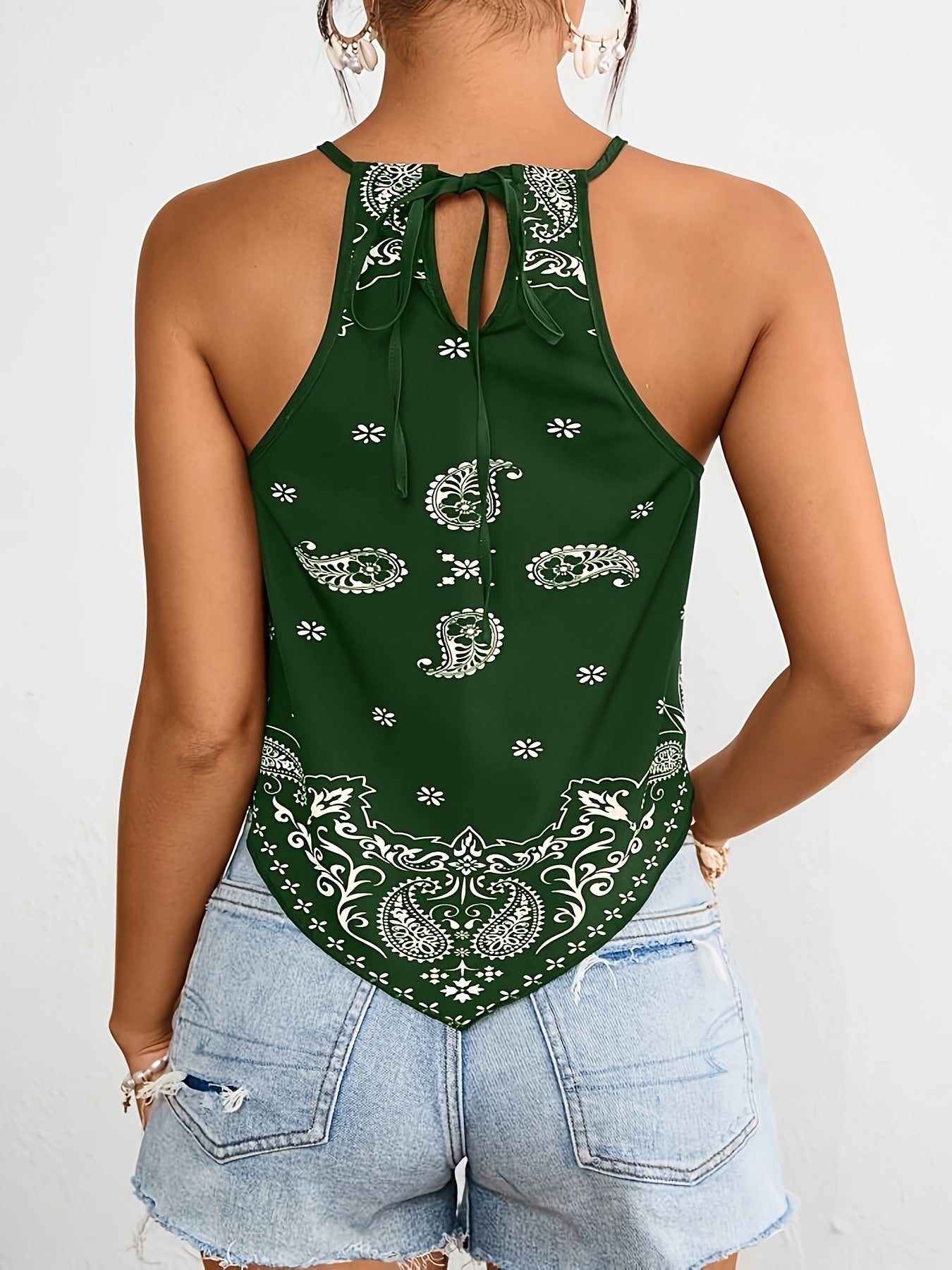Damen Bandana-Top im Boho-Stil mit Paisley-Muster und Neckholder – Perfekt für Sommer und Festival