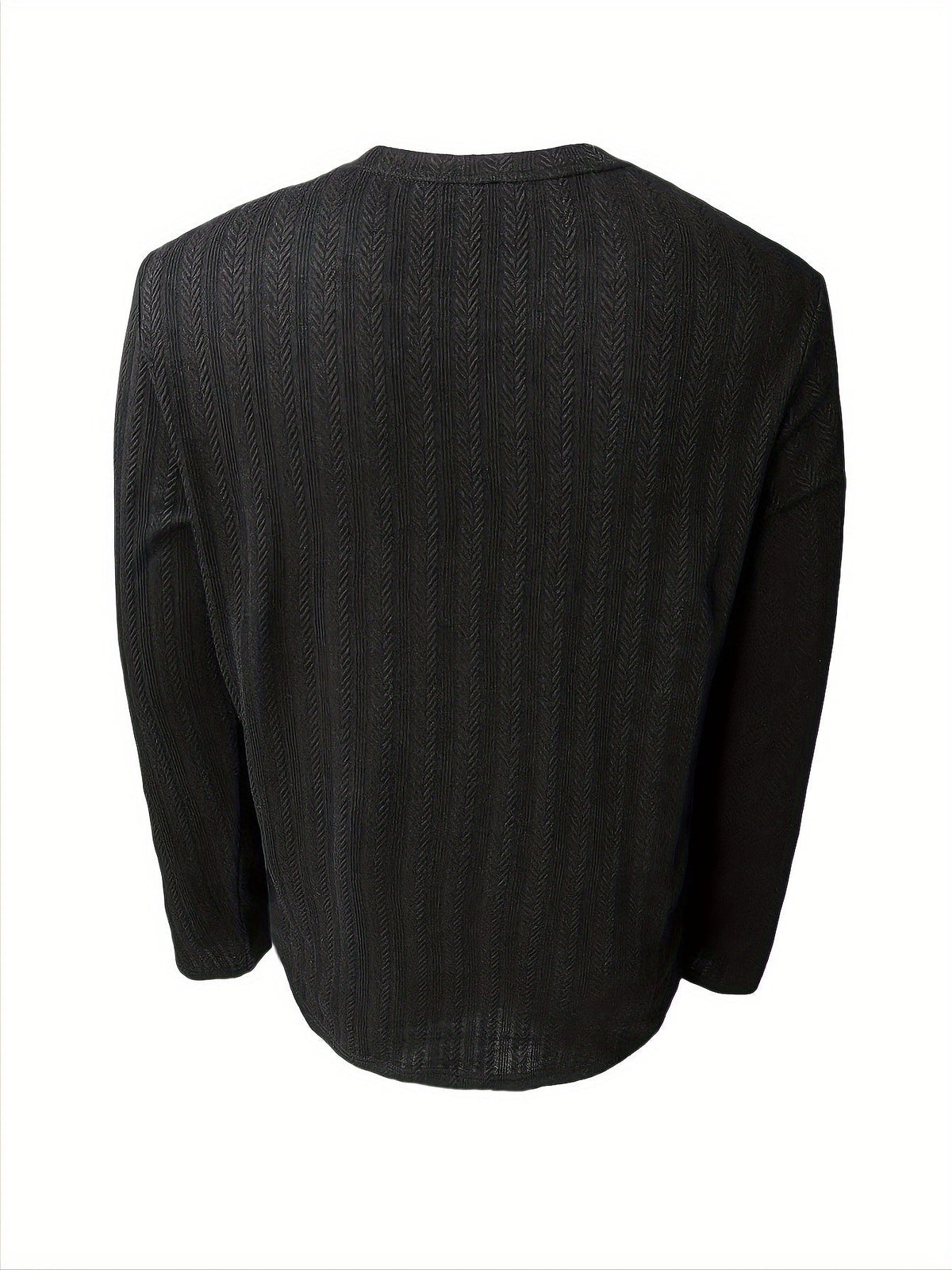 Herren Langarmshirt Slim Fit mit Strukturmuster Rundhals Weiß