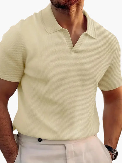 Herren Kurzarm Polohemd mit V-Ausschnitt – Stilvolles Freizeitshirt für Alltag und besondere Anlässe