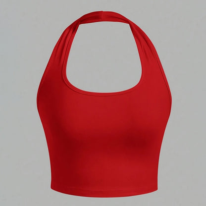 Damen Halter Neck Backless Crop Top – Modisches Sommer Basic für Freizeit & Streetwear
