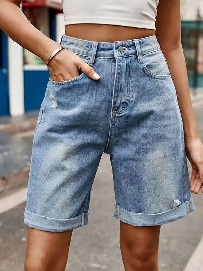 Damen Jeans-Bermuda im Casual-Style – Lässige High-Waist Shorts für Alltag & Freizeit