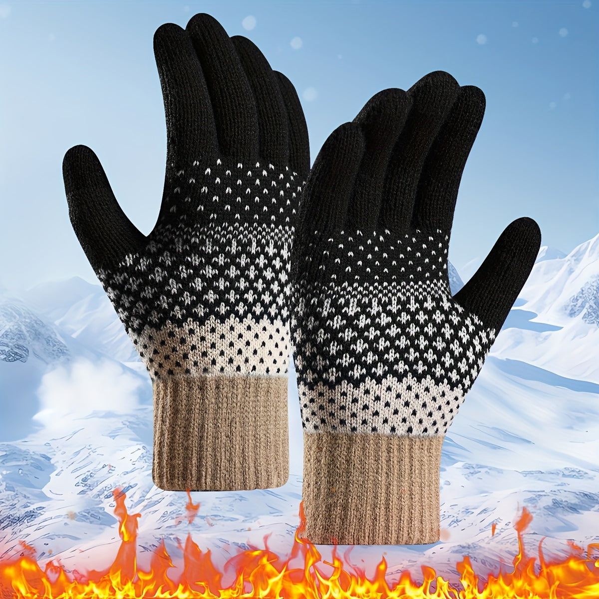 Gestrickte Winterhandschuhe mit Muster Strickhandschuhe für Erwachsene