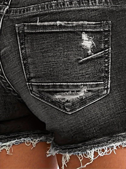 Damen Jeansshorts im Used-Look mit Fransen – Lässiger Sommer-Stil