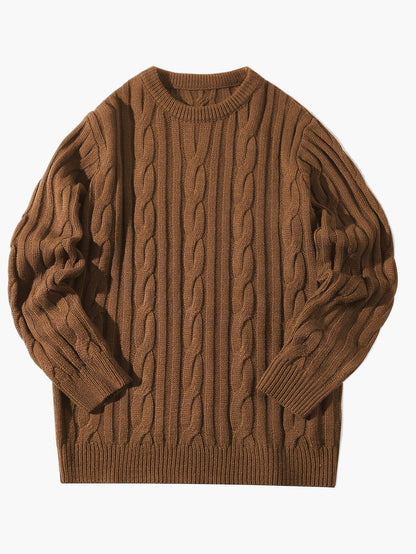 Herren Strickpullover mit Zopfmuster – Moderner Casual Style für Herbst und Winter