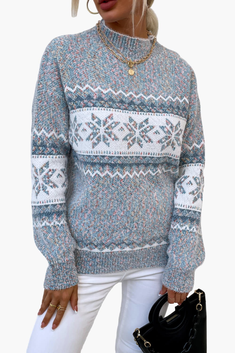 Damen Strickpullover mit Norwegermuster – Winterlicher Freizeit-Look, Komfort Fit