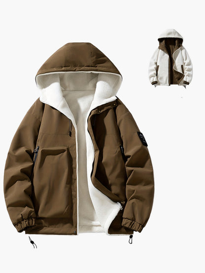 Herren Kapuzenjacke Casual Streetwear für Herbst und Winter, warm gefüttert, Outdoor