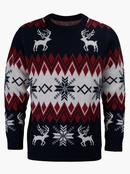 Herren Weihnachtspullover mit Rentier- und Schneeflocken-Muster, Casual Winter Strickpullover
