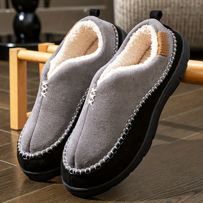 Herren Pantoffeln mit warmem Futter – Braun, Schwarz, Grau, Mokassin-Stil