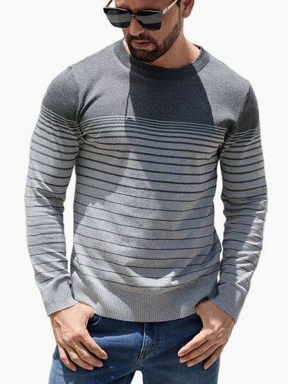 Herren Strickpullover mit Streifenmuster – Modischer Freizeit-Look für Alltag und Büro