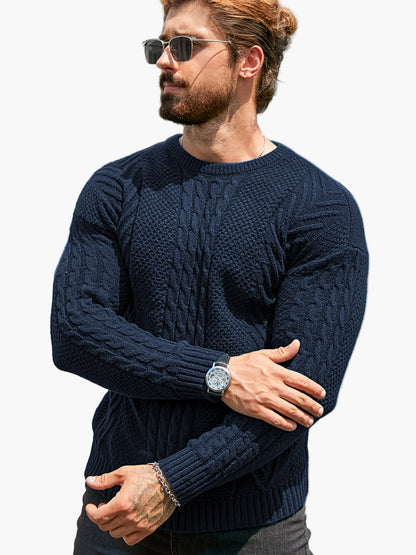 Herren Strickpullover mit Zopfmuster – Modischer Freizeitpulli für Herbst & Winter