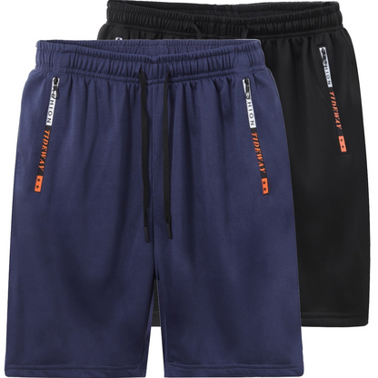 Herren Sportshorts 2er Pack – Bequeme Fitness- und Trainingsshorts mit Reißverschlusstaschen