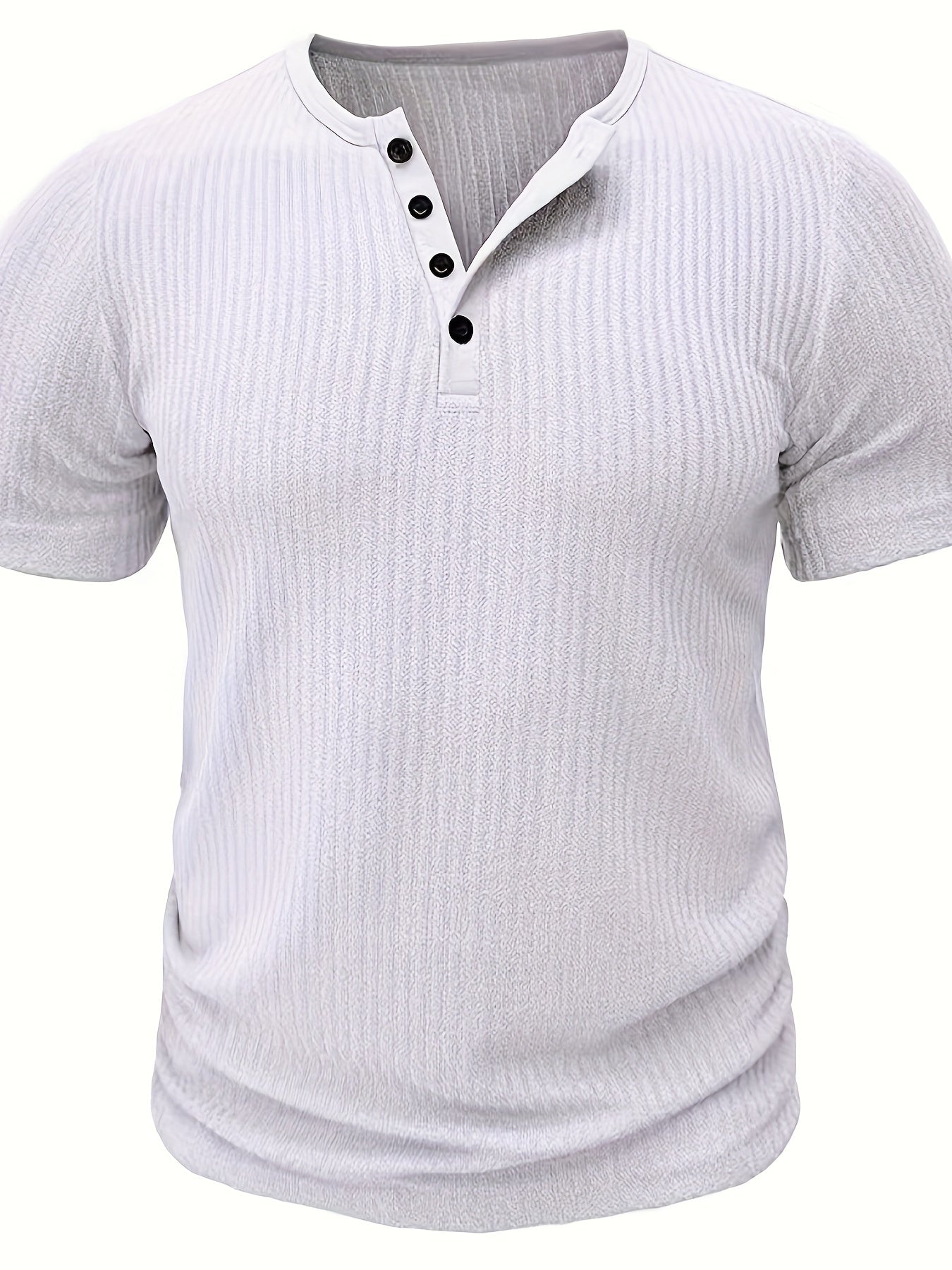 Herren Henley T-Shirt Kurzarm – Geripptes Freizeitshirt mit Knopfleiste für Alltag und Freizeit