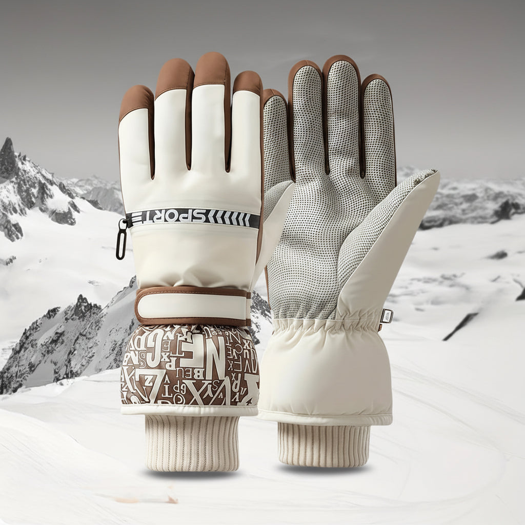 Winterhandschuhe Wasserdichte Kälteschutz Handschuhe mit Grippalm Unisex Schwarz Weiß