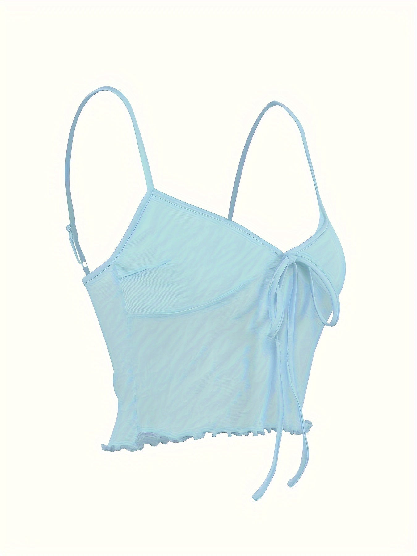 Damen Crop Top mit Spaghettiträgern und Frontschleife – Modisches Party- und Ausgeh-Oberteil