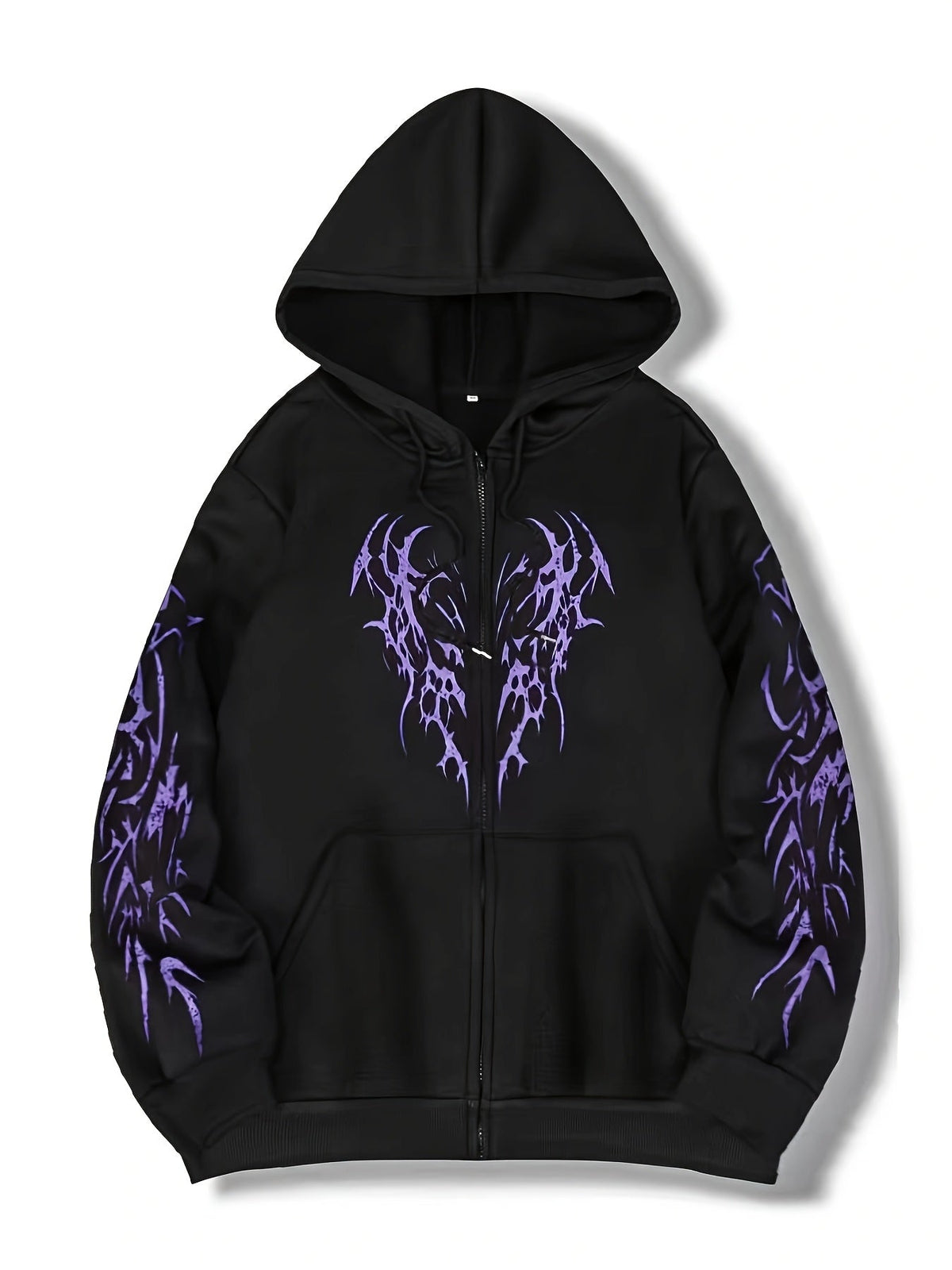 Hoodie mit Reißverschluss, Kapuze und Tribal-Flügel-Print